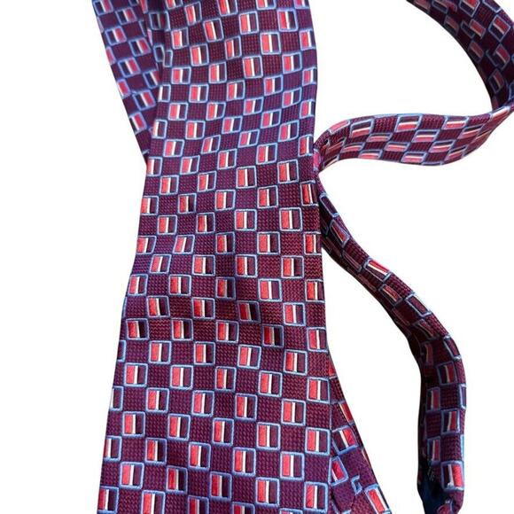 Jos A Bank Joseph Mens Silk Dark Red Textured Neck Tie 3.5" x 62" XL Extra Long - Picture 5 of 10
